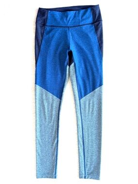 Outdoor Voices Tri-Tone Colorblock 7/8 Leggings, Heathered Blue Ombre, Size S